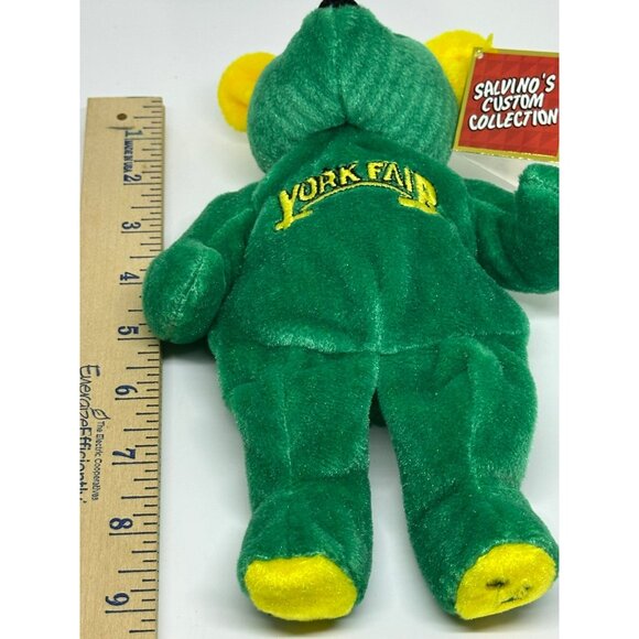 VTG Salvino’s Custom Collection York Fair Plush Teddy Bear Green & Yellow w/ Tag - Picture 6 of 7